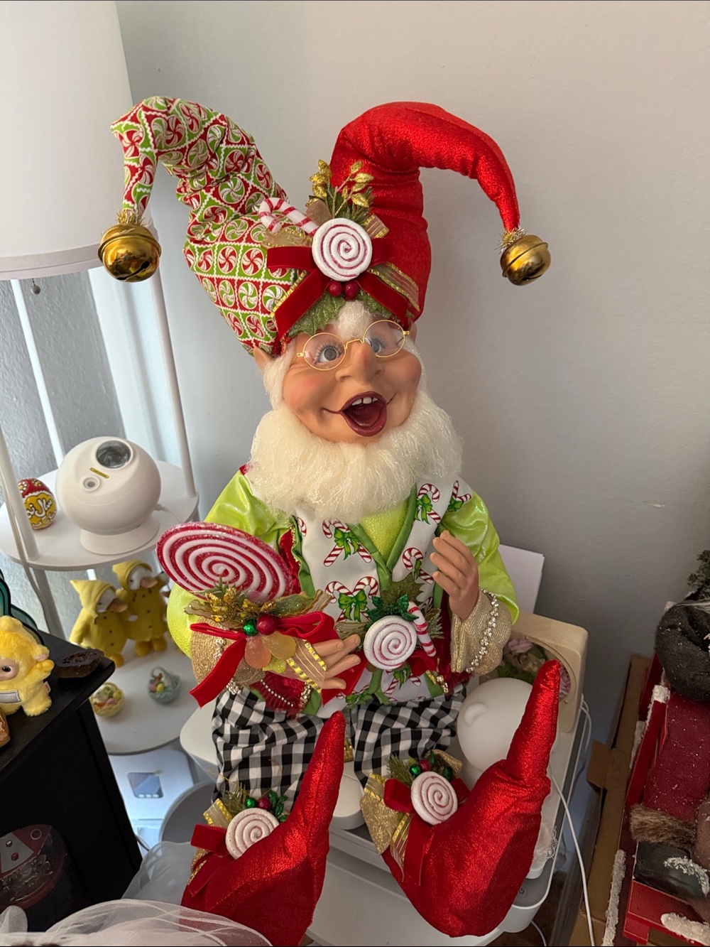 Mark Roberts Red and Green Candy Elf Holiday Figurine